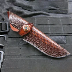 Cuchillo recto pequeño militar funda cuero curtido serpiente turquesa