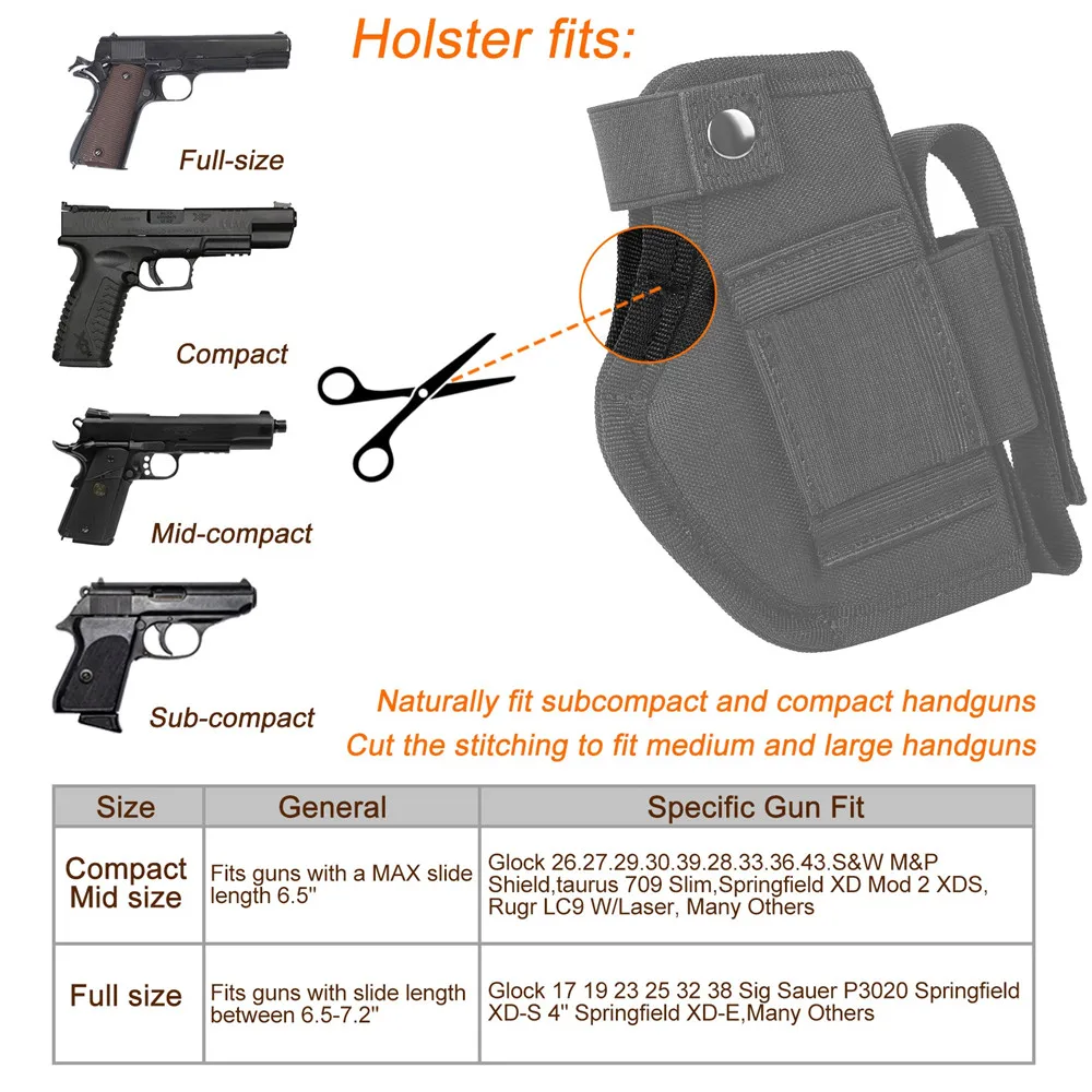 Funda de pistola de transporte oculta, IWB, OWB, funda de pistola de coche, 2 soportes de correa, dibujo a mano derecha e izquierda, Glock, RCP, LCP - imagen 3