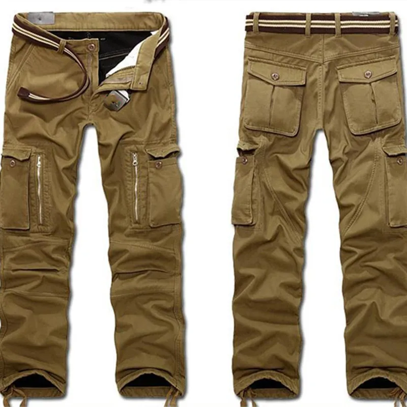 Pantalones holgados de forro polar para hombre, pantalón grueso y cálido para entrenamiento al aire libre, senderismo, Camping, con bolsillos y cremallera, estilo militar, Invierno - imagen 4