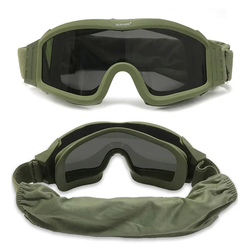Gafas tácticas militares, 3 lentes, a prueba de viento, a prueba de polvo, para disparar, Motocross, motocicleta, montañismo, protección segura CS - imagen 3