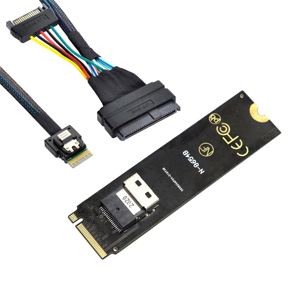 Adaptador de tarjeta CY NGFF m-key NVME a SFF-8654 Slimline SAS y Cable U.2 U2 SFF-8639 NVME PCIe SSD para placa base SSD - imagen 4