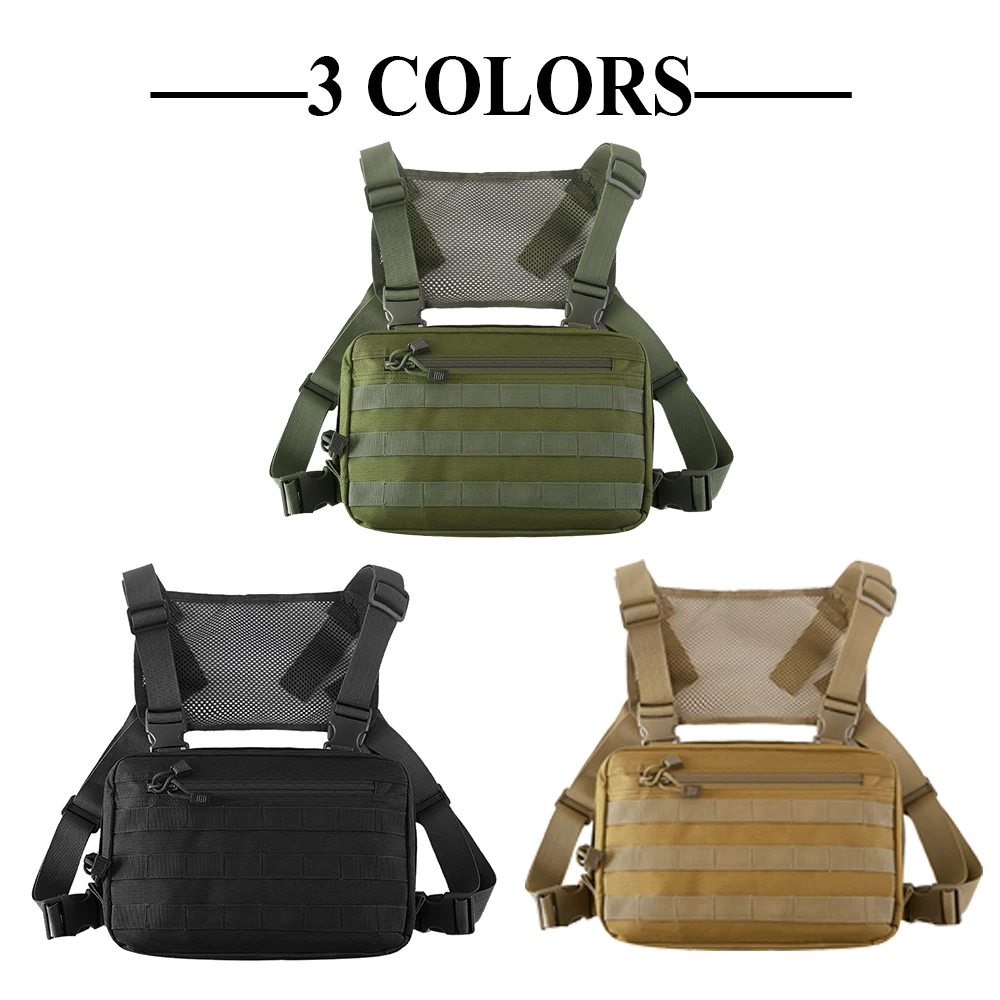 Bolsa de pecho táctica, chaleco de combate, bolsa de administrador Molle EDC para exteriores, paquete de pecho ajustable para pesca, caza, senderismo y correr - imagen 5