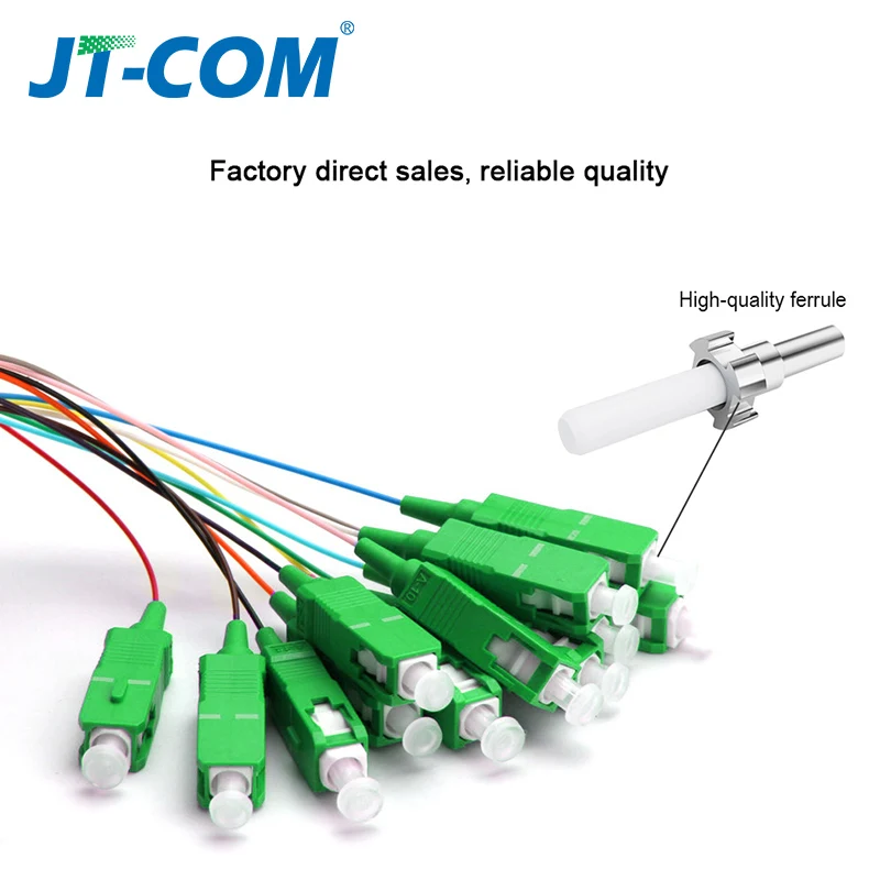 Cable de fibra óptica Pigtail SM(9/125), 12 colores SC/APC, 1M, fanout, SM simplex, envío gratis - imagen 3