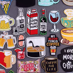 Parche termoadhesivo para planchar bebidas, pegatinas de café, ropa, rayas, comida de dibujos animados, parches bordados, insignias