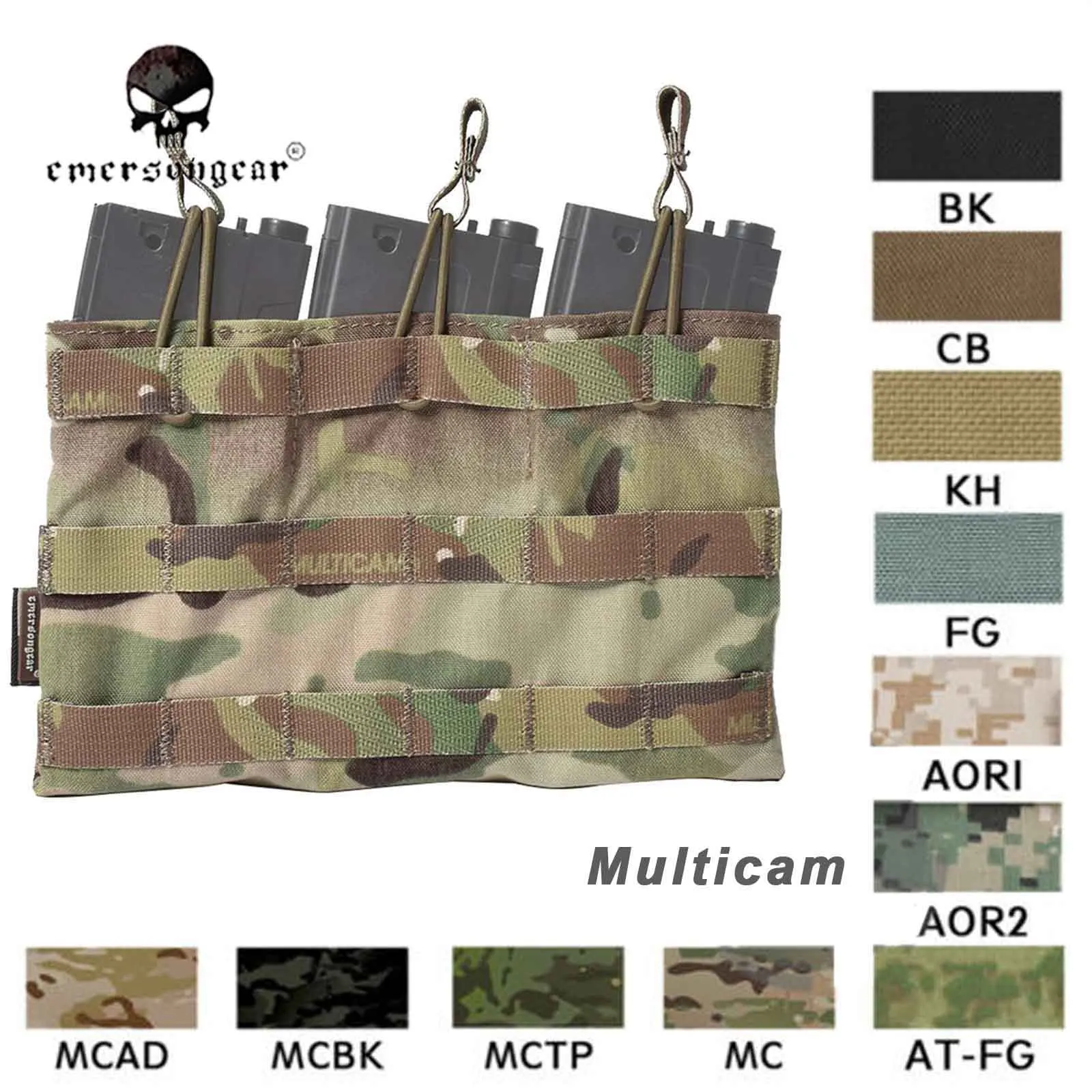 Emersongear Triple Open Top revista bolsa táctica combate Molle MAG bolsa 5,56 EM6356