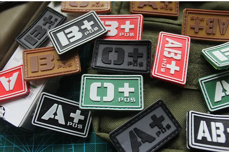 Parche 3D de PVC para caza, accesorio táctico militar brillante, A + B + AB + O + POS A- B- AB- O-NEG, para grupos sanguíneos - imagen 5