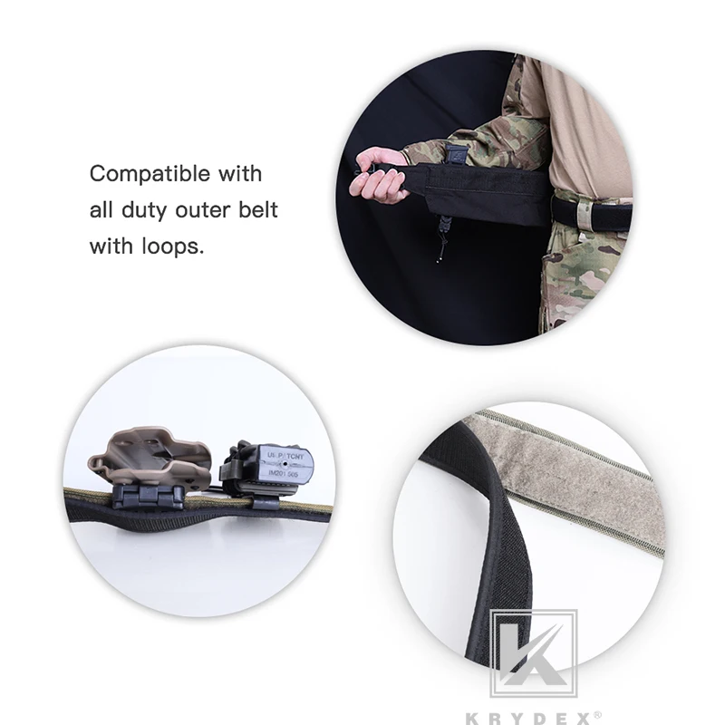KRYDEX-Cinturón interior con gancho sin hebilla de 1,5 ", gancho táctico para caza, forro de nailon, accesorios para cinturón interior, cinturón negro para hombre - imagen 5