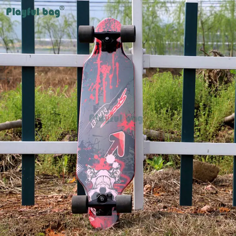 Bolsa Playful de 31 pulgadas para skateboard, tabla de patinaje de carretera, cepillado, skateboard largo de arce de calle, camiones de aleación de aluminio AMB54 - imagen 4