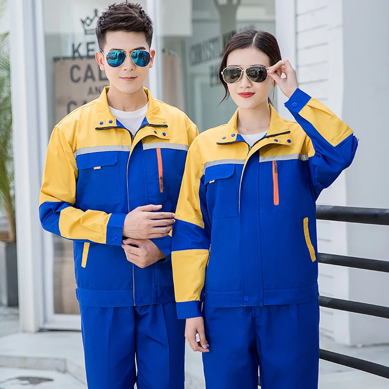 Conjunto de ropa de trabajo para hombre y mujer, chaqueta de trabajo duradera + Pantalones, taller de reparación de máquinas, uniforme resistente al desgaste, primavera y otoño - imagen 4