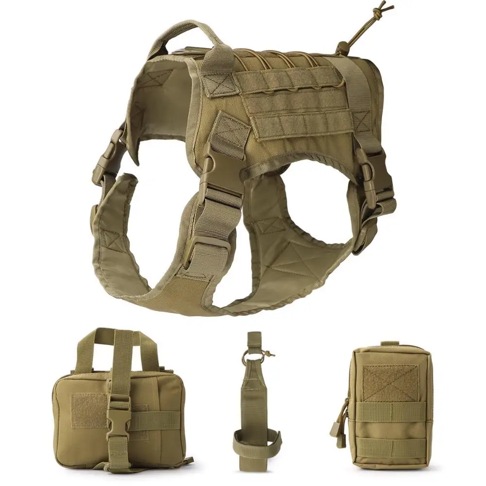 Chaleco táctico para perro, ropa grande para exteriores, MOLLE D4, chaleco con 3 bolsas MOLLE, ropa protectora de jungla para perros y Mascotas - imagen 2