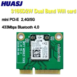 HUASJ banda Dual 3165NGW 3165AC mini PCI-E 802.11ac WiFi tarjeta WLAN 433Mbps 2,4G/5Ghz BT4.0 para ordenador portátil