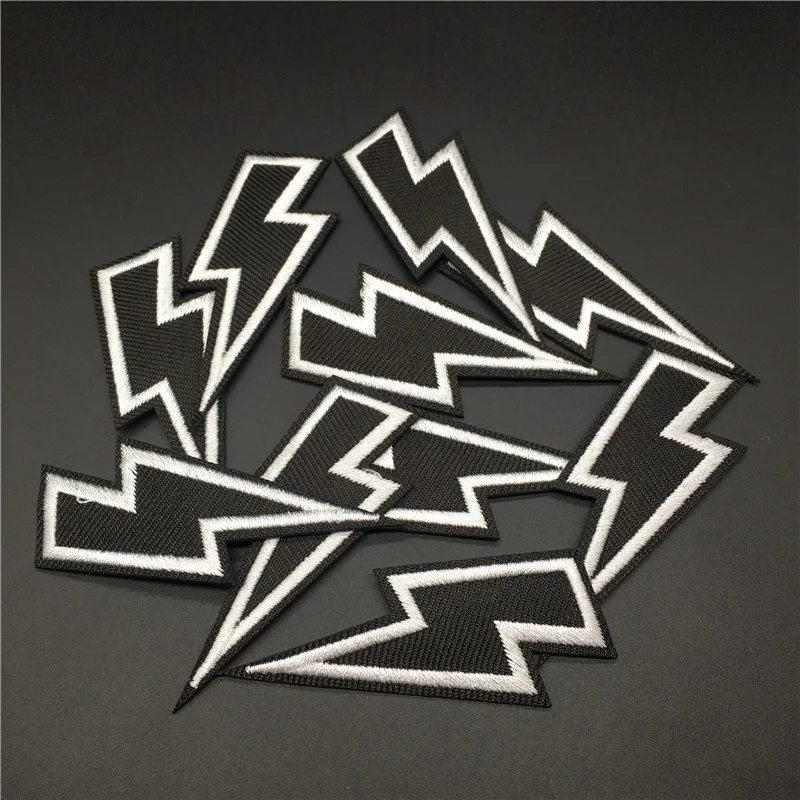 10 unids/lote Diy parches electrodomésticos para ropa insignia de planchado rayas bordadas en ropa tela costura Stciker relámpago - imagen 5