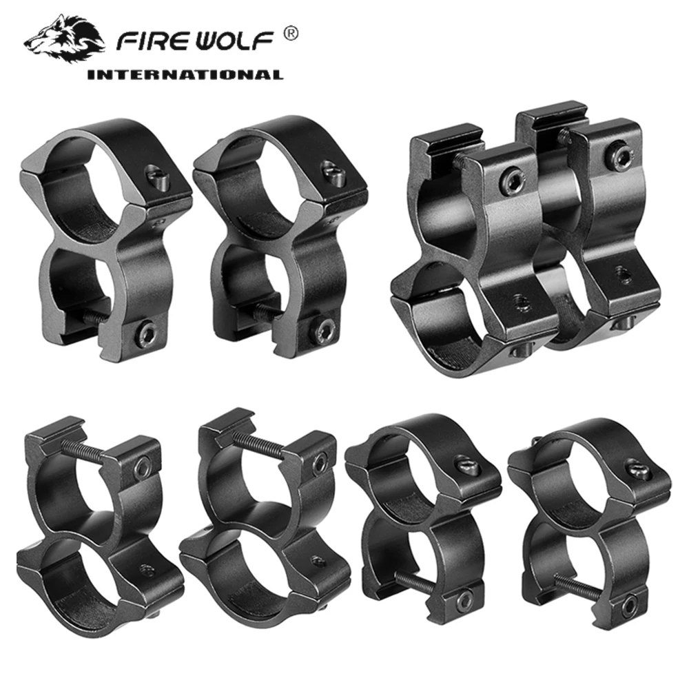 Fire Wolf-riel de cola de milano Picatinny para Rifle de caza, anillo de montaje para mira telescópica de 25,4mm, accesorios para Airsoft, 14mm/20mm