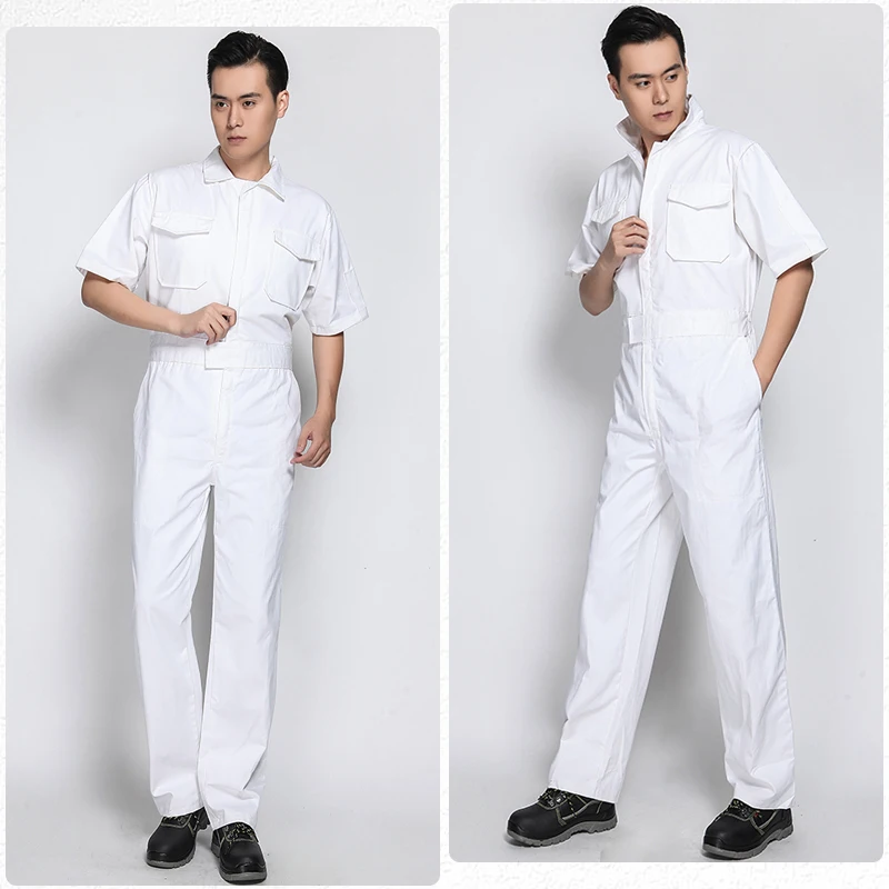 Nueva ropa de trabajo siamesa de 3 colores para hombre, uniforme de trabajo de cintura elástica para reparación de automóviles, manga corta de verano, monos de talla grande - imagen 4