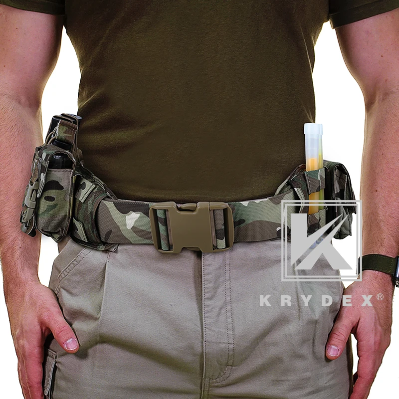 KRYDEX Cinturón táctico, cinturón de batalla acolchado ancho y suave MOLLE, cinturón de liberación rápida multifunción para caza Airsoft - imagen 2