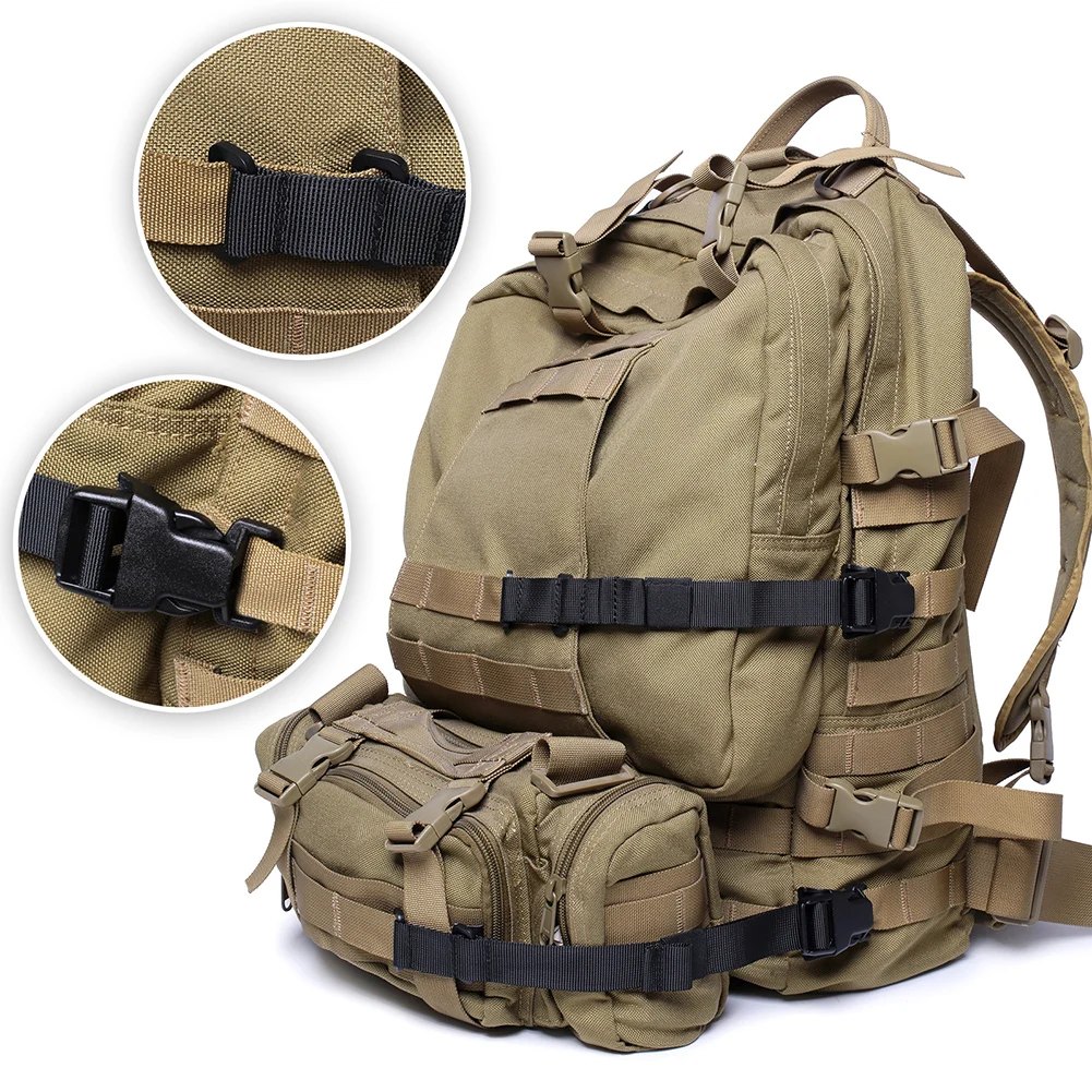 Correas Molle con hebilla de liberación rápida, correas de amarre cortas ajustables de nailon para mochila, pestañas tácticas, Camping y caza, 4 Uds. - imagen 2