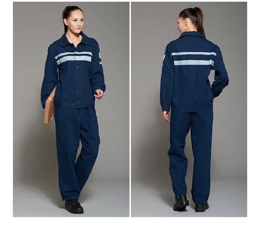 Conjunto de ropa de trabajo para minero, traje de soldadura vaquera con tira reflectante, mono, taller de fábrica, uniforme de trabajo mecánico de reparación de automóviles - imagen 4