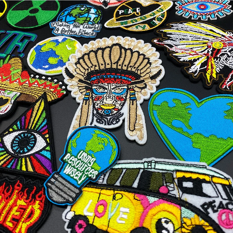 Parches de plumas de Alien earth indias para ropa, insignias de parche Punk, pegatinas para planchar, bordado decorativo, bricolaje, chaqueta, Jeans - imagen 5