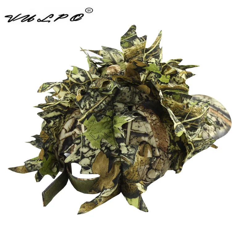 Gorra de camuflaje táctica para exteriores, sombrero de caza de camuflaje de hoja biónica, sombrero de jungla oculto de francotirador - imagen 3