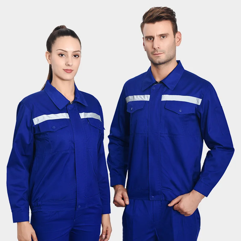 Conjunto de ropa de trabajo reflectante para hombre y mujer, chaqueta fina de verano + pantalón, uniforme resistente al desgaste, traje de taller de ingeniero de reparación de automóviles - imagen 3