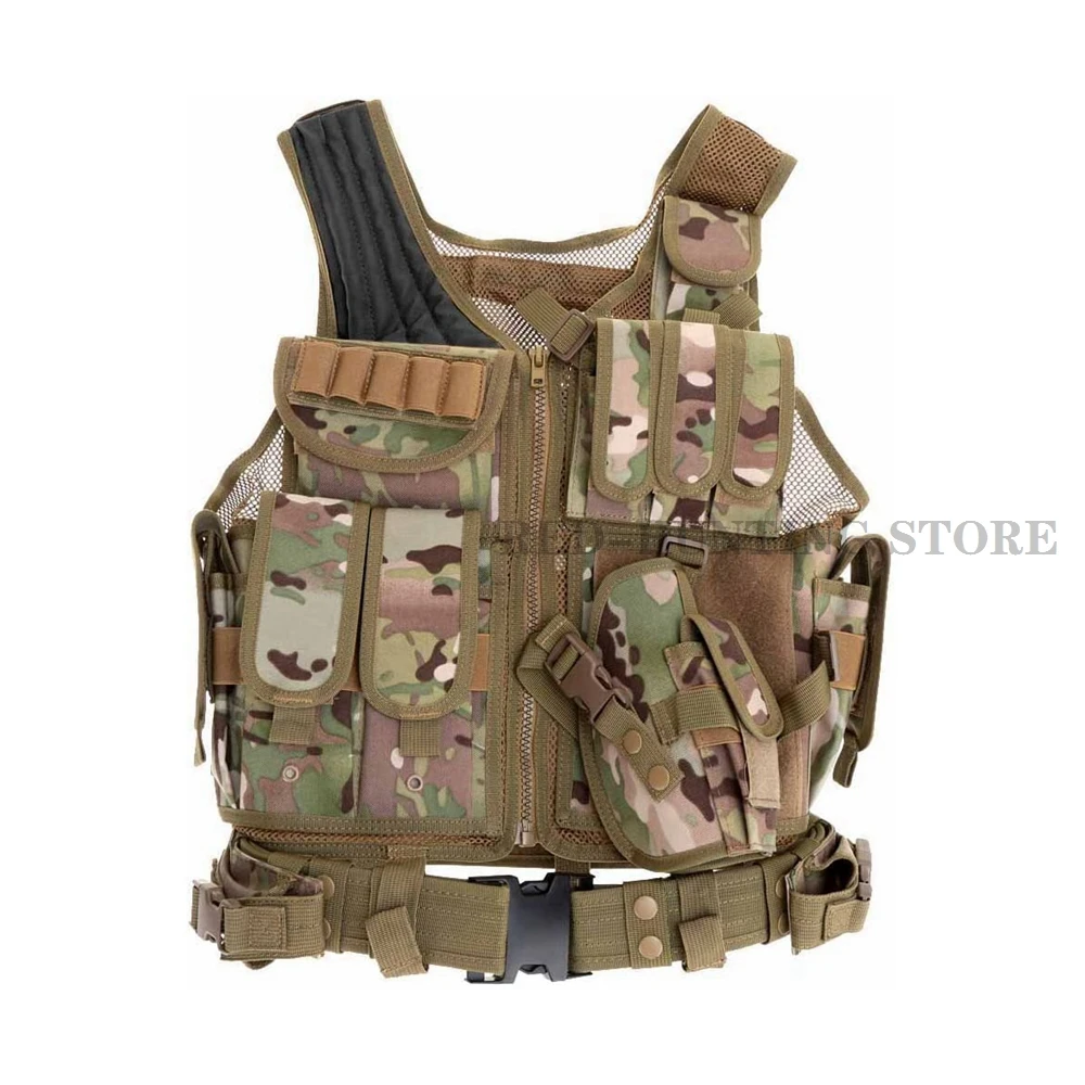 Chaleco táctico militar para Airsoft, chaleco de entrenamiento de combate transpirable ajustable para caza al aire libre, chaleco de juego de guerra CS - imagen 4