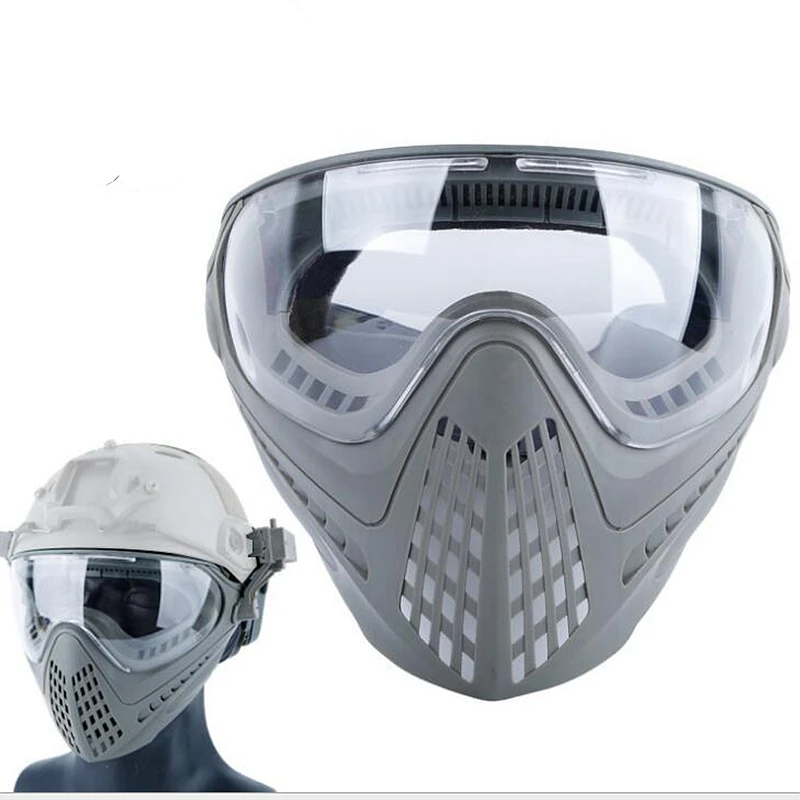 Mascarilla protectora de seguridad para Paintball, máscara facial completa con lentes negras/amarillas/limpias, equipo táctico de Airsoft, antiniebla, nueva - imagen 3