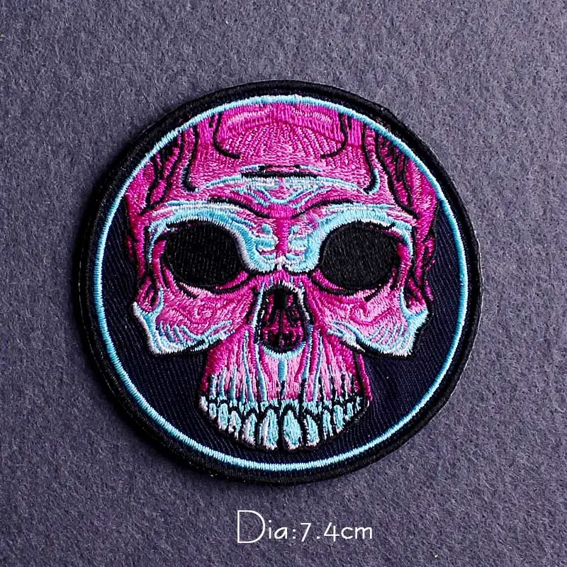 Parche de calavera/punk, parches bordados para ropa, parche de dibujos animados, parches para planchar en ropa, chaqueta, rayas, Ecusson Thermocollant - imagen 4