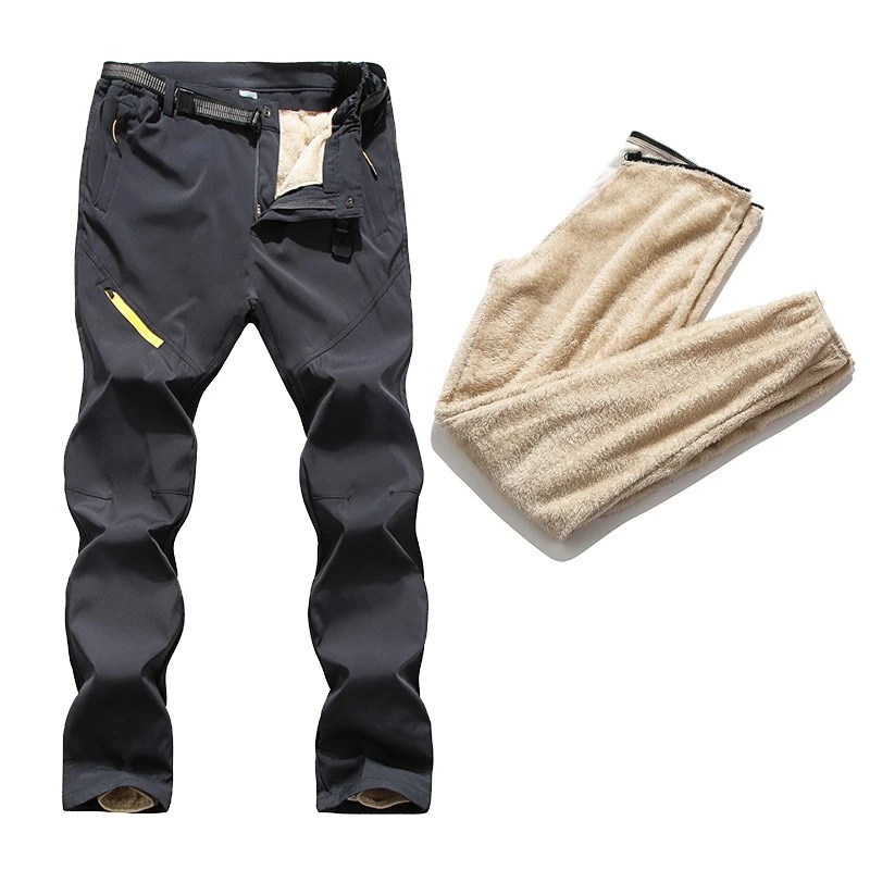 Amantes de los pantalones de carga al aire libre, impermeable, poliéster extraíble, forro de cordero, senderismo, Camping, pesca, escalada, pantalones de viaje - imagen 4