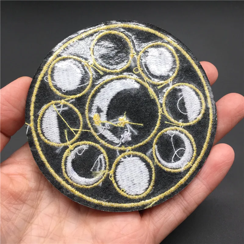 Parches de fase lunar para ropa, insignia para ropa bordada, parche para planchar, apliques decorativos DIY, diámetro: 8,1 cm - imagen 5