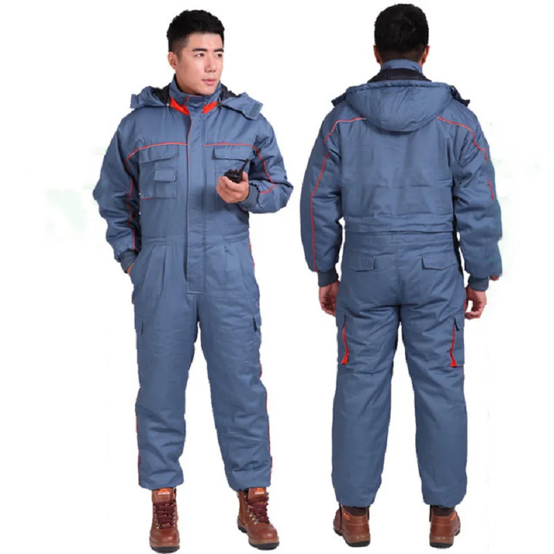 Mono de trabajo de invierno para hombre y mujer, mono acolchado de algodón acolchado cálido, máquina gruesa, reparadores, uniforme de almacenamiento en frío para taller - imagen 3