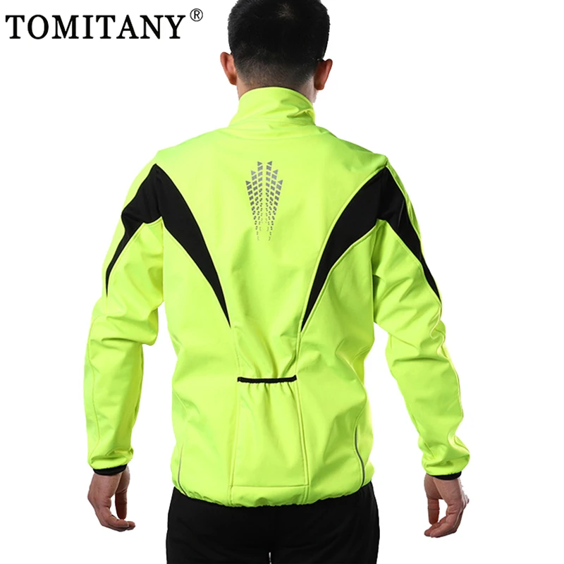 Chaqueta de Ciclismo de forro polar para hombre, abrigo de manga larga, reflectante, impermeable, para exteriores, MTB, bicicleta de carretera, Invierno - imagen 4