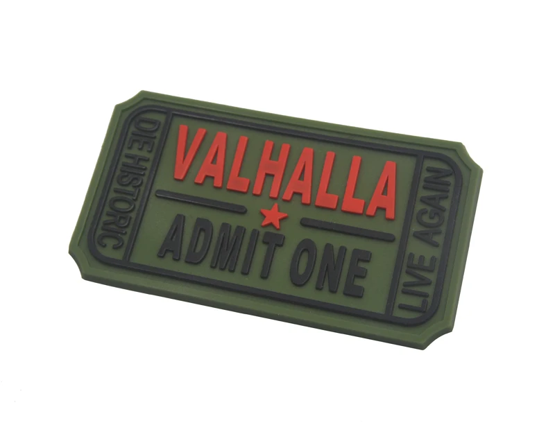 VALHALLA-parche táctico del Ejército de EE. UU., insignia militar 3D de PVC, ADMIT ONE - imagen 5
