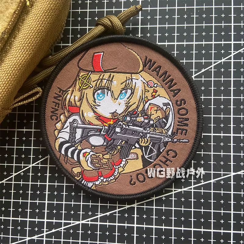 Parches bordados de guerrero de pistola de primera línea para niñas, insignia táctica de Anime de dos dimensiones del equipo para decoración de mochila de ropa - imagen 5