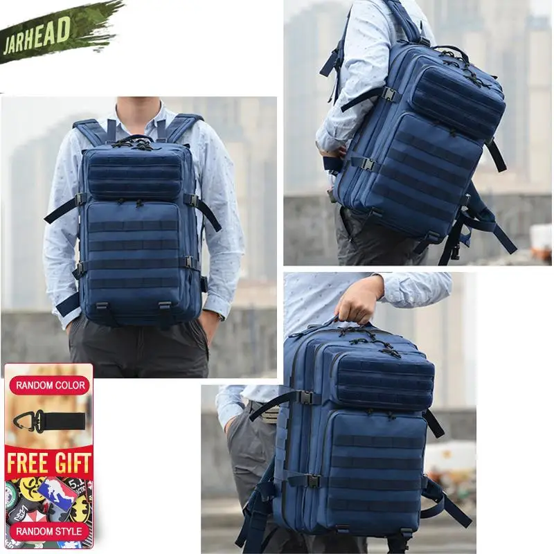 Mochila de asalto táctica para hombre, morral 3P EDC Molle para deportes al aire libre, escalada, caza, senderismo, Camping, Oxford, 45L, novedad - imagen 4
