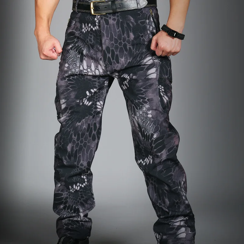 Monos tácticos de tiburón para hombre, pantalones de carga de concha suave, entrenamiento de senderismo al aire libre, Camping, pantalones sueltos oficiales de reglas impermeables - imagen 3