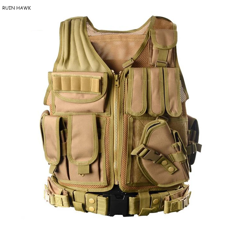 Chaleco táctico de equipo militar para hombre, armadura corporal de combate, Airsoft, Paintball, Molle, caza al aire libre - imagen 4