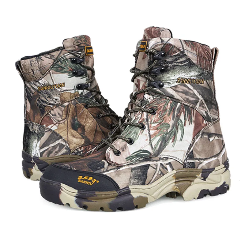 New Autumn Winter Bionic Camouflage Hunting Fishing Boots Men's Hiking Moutaineering Trainning Wear-Resistant High Boots - imagen 2