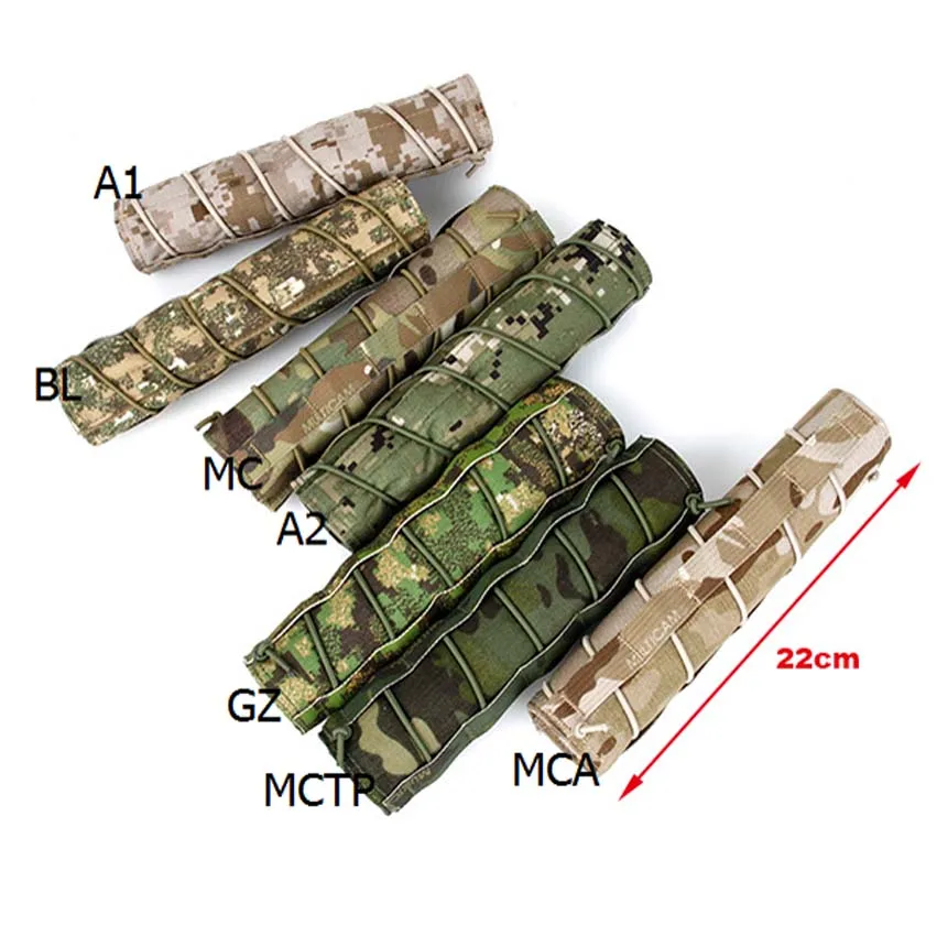 Bolsa protectora táctica para supresor de equipo de caza, bolsa de almacenamiento de liberación rápida de 22cm