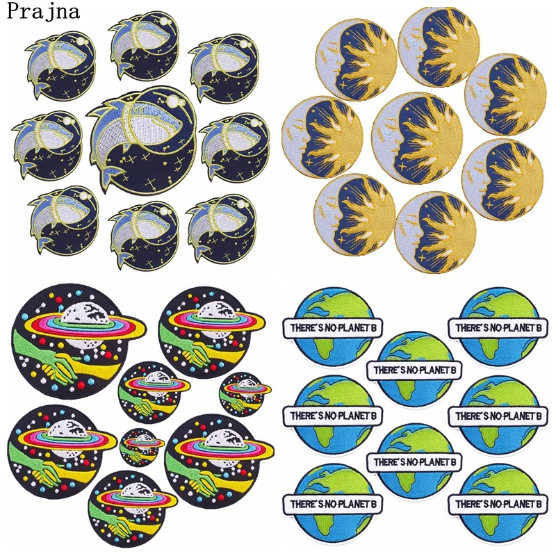 Prajna-parches bordados para ropa, parches termoadhesivos para exterior, apliques para ropa, insignias redondas, 10 piezas - imagen 2