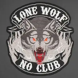 Lone Wolf No Club parche bordado termoadhesivo estilo motero punk