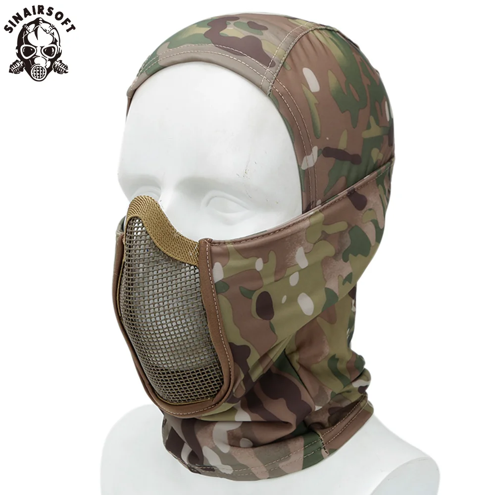 Máscara táctica de malla de cara completa pasamontañas Airsoft Paintball máscara de Halloween CS juego caza ciclismo casco protector forro gorra - imagen 2