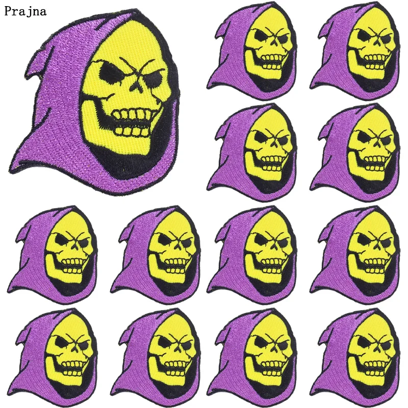 10 Uds. Venta al por mayor parche de calavera Hippie parches para planchar para pegatinas de ropa parches bordados de motorista Punk en ropa apliques DIY - imagen 4