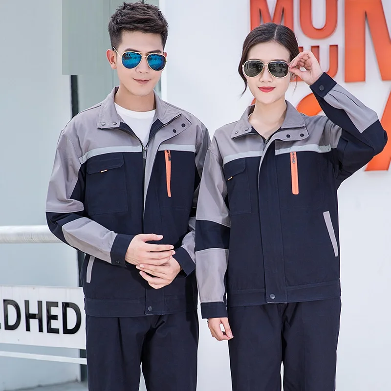 Chaqueta de uniforme de taller 100% algodón para hombres y mujeres al aire libre, maquinaria de soldadura reflectante resistente al desgaste, conjunto de ropa de trabajo para reparación de automóviles - imagen 2