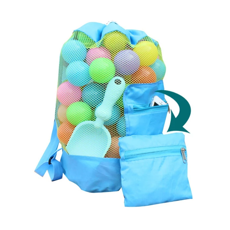 Bolsa de playa para natación al aire libre, bolsa de natación de malla plegable, organizador de juguetes de playa para niños, cestas, mochila de almacenamiento para niños de verano - imagen 3