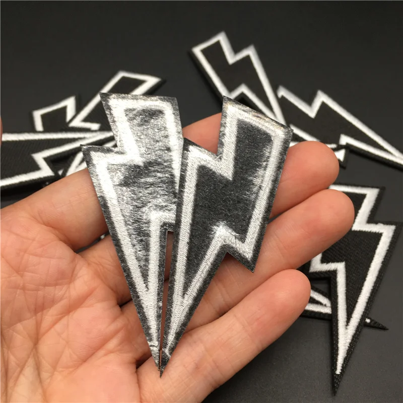 10 unids/lote Diy parches electrodomésticos para ropa insignia de planchado rayas bordadas en ropa tela costura Stciker relámpago - imagen 4