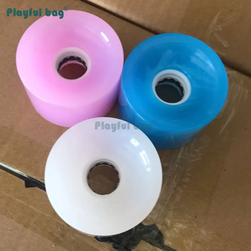 Bolsa juguetón LED 70MM monopatín flash rueda grande 3 cuentas led luz blanca PU ruedas Longboard fish board ruedas AMB21 - imagen 3