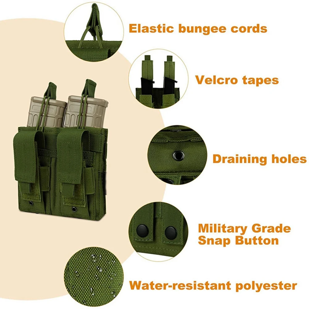 Bolsa táctica de doble Molle para revistas, funda para Glock 17, AR, 15, AK, 47, 5,56mm, 9mm - imagen 3