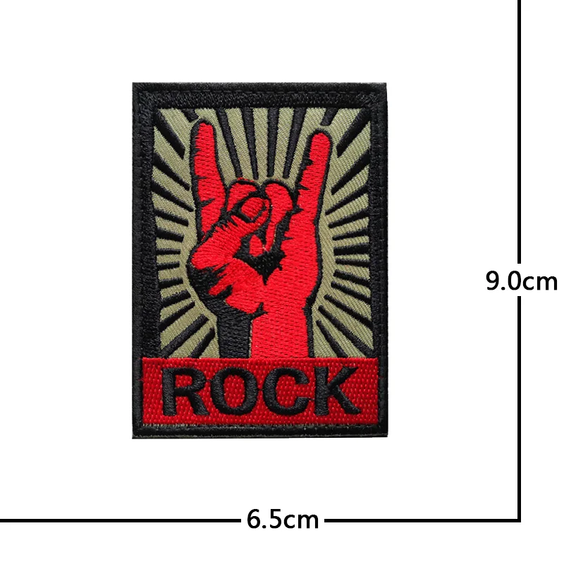 Parches bordados de gancho y bucle ROCK, parche rectangular, insignias bordadas de combate táctico para ropa de chaqueta - imagen 3