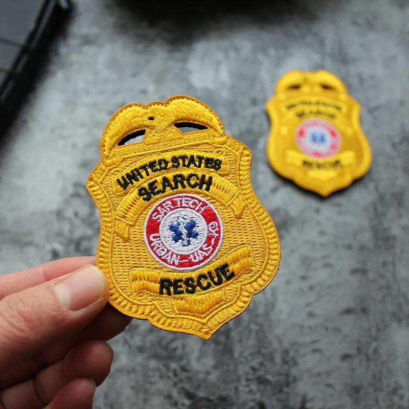 Parches bordados de rescate de búsqueda de Estados Unidos, pegatina de mochila de ropa, insignia de escudo táctico de EE. UU., SAR TECH URBAN UAS K9 - imagen 3