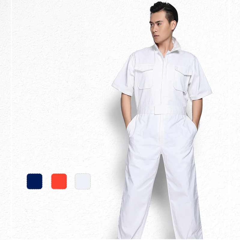 Nueva ropa de trabajo siamesa de 3 colores para hombre, uniforme de trabajo de cintura elástica para reparación de automóviles, manga corta de verano, monos de talla grande - imagen 5